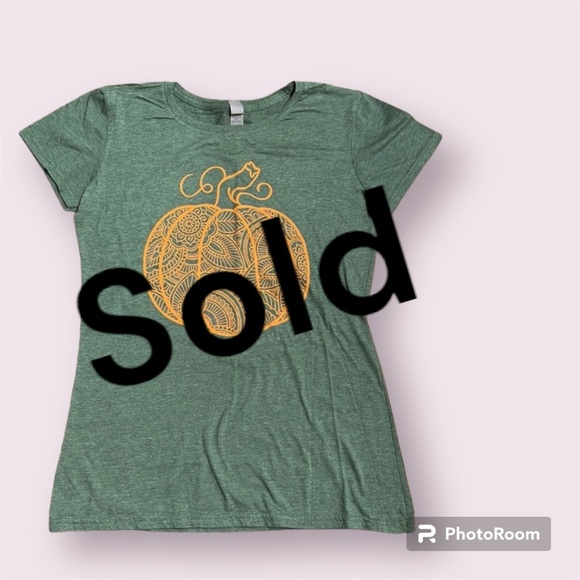 Instant Message Fall Pumpkin Tee Short Sleeve Runway Ready Couture Women’s Med - Picture 1 of 11